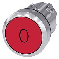 SIEMENS Tlačítko, 22 mm, kulaté, kov, s vysokým leskem, červená, popisek O, knoflík stiskací