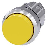 SIEMENS Tlačítko, 22 mm, kulaté, kov, s vysokým leskem, žluté, knoflík stiskací