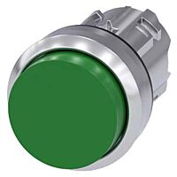 SIEMENS Tlačítko, 22 mm, kulaté, kov, s vysokým leskem, zelené, knoflík stiskací