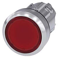 SIEMENS Tlačítko, osvětlené, 22 mm, kulaté, kov, s vysokým leskem, červené, knoflík stiskací