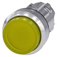 SIEMENS Tlačítko, osvětlené, 22 mm, kulaté, kov, s vysokým leskem, žluté, knoflík stiskací