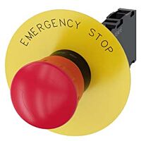 SIEMENS Tlačítko hřibové nouzového zastavení, 22 mm, kulaté, plast, červená, 1 NO + 1 NC
