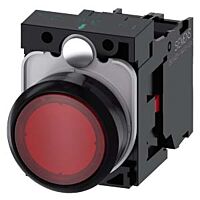 SIEMENS Tlačítko, osvětlené, 22 mm, kulaté, plast, červená, 1 NC, AC110V