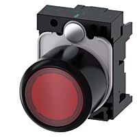 SIEMENS Tlačítko, osvětlené, 22 mm, kulaté, plast, červená transparent, knoflík stiskací