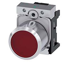 SIEMENS Tlačítko, osvětlené, 22 mm, kulaté, kov, s vysokým leskem, červené transparentní