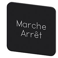 SIEMENS Štítek popisný 22 x 22 mm, štítek černý, popisek ARRET-MARCHE