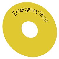 SIEMENS Podložka pro tlačítko nouzového vypnutí, žlutá barva, s popiskem: EMERGENCY STOP