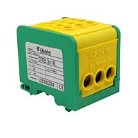 Blok DTB 3×16 distribuční žluto-zelená