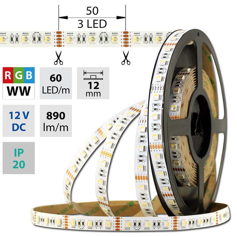 Mcled Pásek Led Smd5050 Rgb Ww 60led M 19 2w M Dc 12v 890lm M